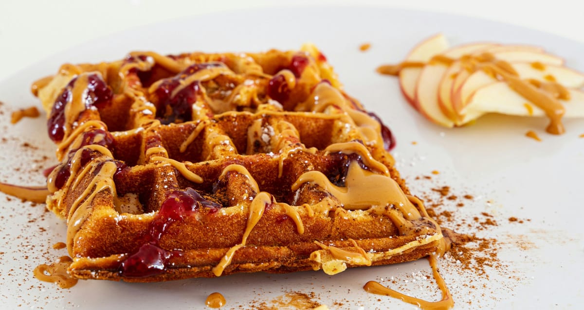 Waffles de maca xarope de agave